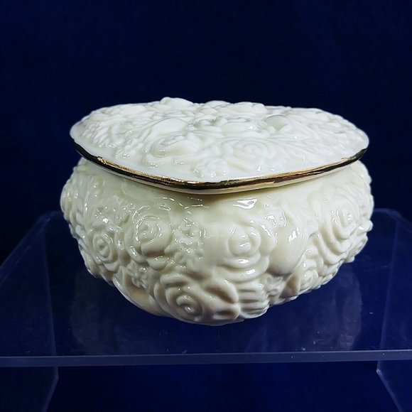 Vanity Desk Set International Silver Company Embossed Rose Gold Trim 3 Piece Set - Picture 3 of 12